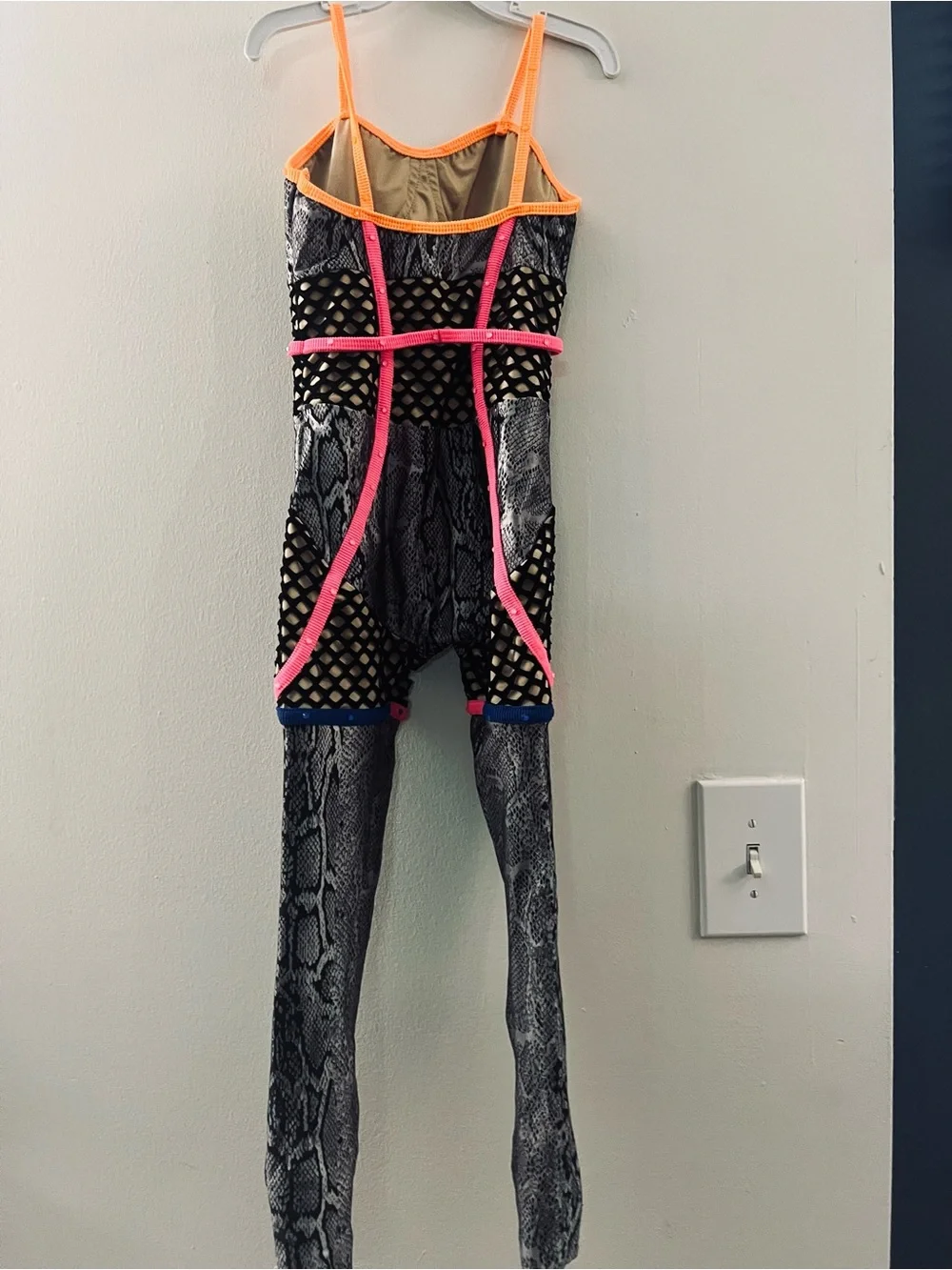 Snake Print Neon Trim Jumpsuit for Dance